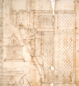 Plan of Sayes Court, illustration from the 'Evelyn Papers', c.1653-54 (pen & ink on paper)