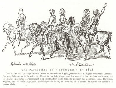 A patrol of 'patriots', France, 1848 (engraving)