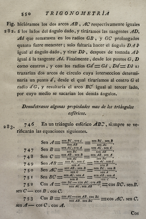 Page with trigonometric calculations. 1779  (engraving)
