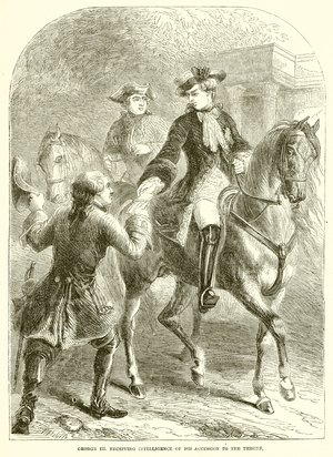 George III. receiving intelligence of his accession to the Throne (engraving)
