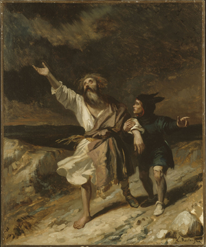 King Lear and his fool during the storm, 1836 (oil)