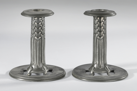 Liberty Tudric candlesticks, 1898-1912 (pewter)