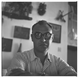 Dado, portrait of Montenegrin born artist Dado in France early 1960's (b/w photo)