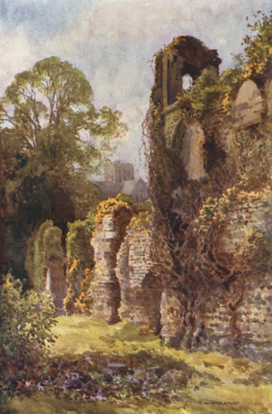 Ruins of Wolvesey Castle (colour litho)
