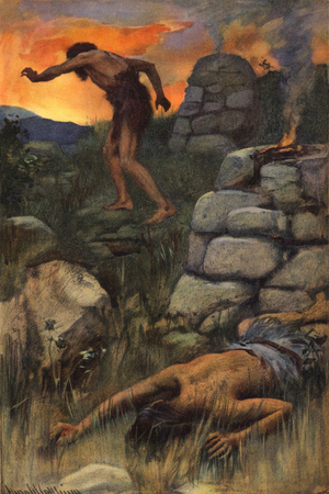 The Murder of Abel (colour litho)