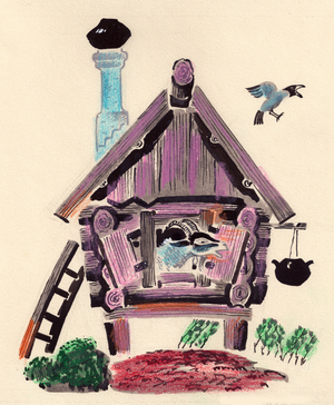 Illustration from 'The Wolf and the Seven Young Kids' (gouache on paper)