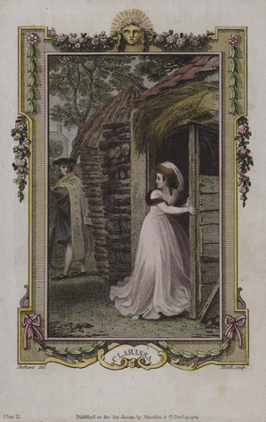 Scene from Clarissa, by Samuel Richardson (coloured engraving)