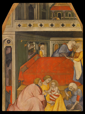 The birth of the Virgin (painting on wood)
