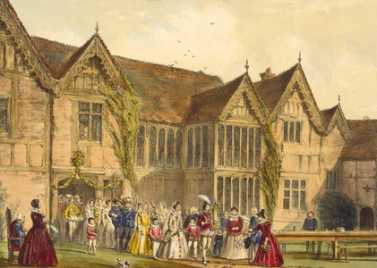 Country Wedding, Ockwells Manor in Berkshire, c.1600, from 'Architecture of the Middle Ages', 1838 (colour litho) 