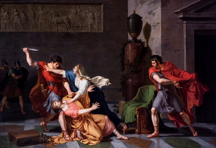Geta dying in his mother's arms, murdered on the orders of his brother Caracalla, 1788 (Oil on canvas)