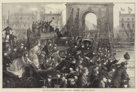 The Oxford and Cambridge Universities Boat-Race, Hammersmith Bridge on a Race Day (engraving)