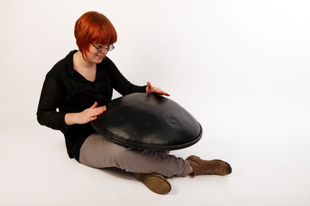 Caisa Drum, or Hang Drum, in playing position.