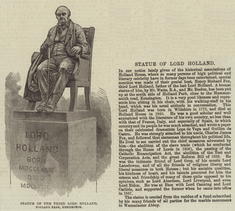 Statue of the Third Lord Holland, Holland Park, Kensington (engraving)