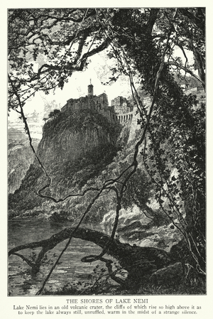 The shores of Lake Nemi (litho)