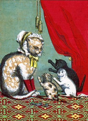 The three little Kittens had lost their mittens, Illustration from "Three Little Kittens" 1859 (litho)