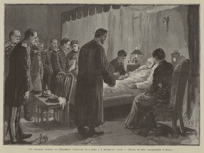 Les derniers moments de l'Empereur Guillaume le 9 mars a 8 heures du matin (engraving)