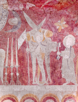 Detail view of the chancel ceiling, c.1130 (fresco)