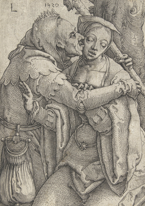 The jester and the young woman, 1520 (etching)