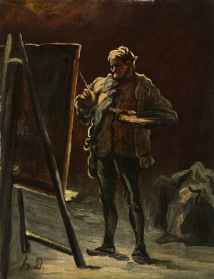 An Artist, c.1870-75 (oil on canvas, mounted on panel)