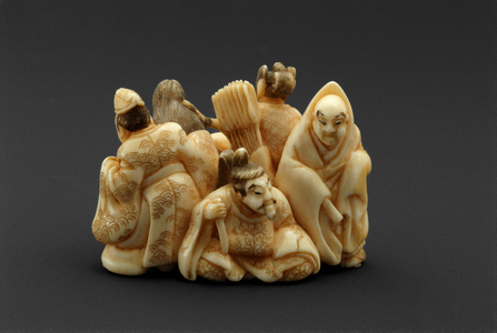 Model of the Six Heian Period Poets
(Rokkasen), c.1850 (Ivory with color)