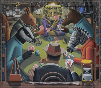 High Stakes, 2023 (tinted gesso on canvas & painted wood frame)