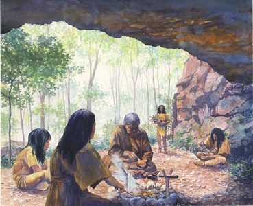 Meadowcroft Rockshelter, 1993 (w/c on paper)