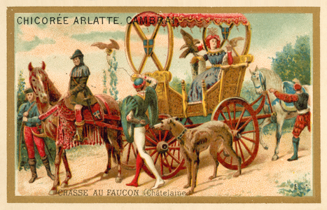 Hunting with falcons (chromolitho)