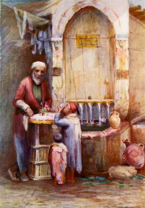 A Seller of Sweets, Damascus (colour litho)