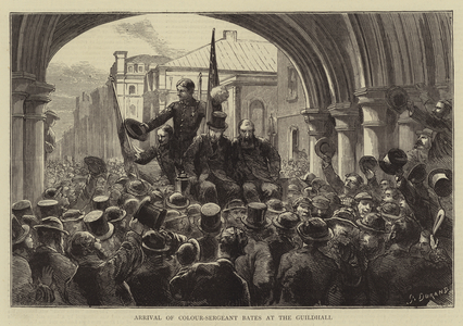 Arrival of Colour-Sergeant Bates at the Guildhall (engraving)