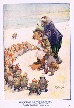 The walrus and the carpenter (colour litho)