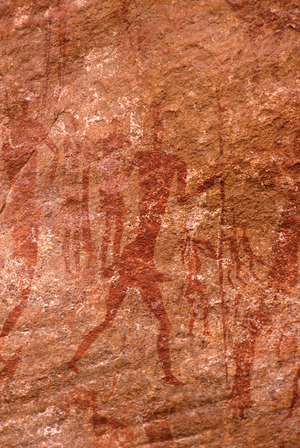 Rock painting depicting some cows, Tassili n’Ajjer, Tadart Rouge - Period of the horse, Tassili n'Ajjer, Algeria, 2000 (photo)