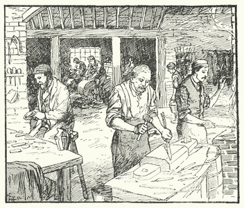 Making Cutlery at Sheffield (colour litho)
