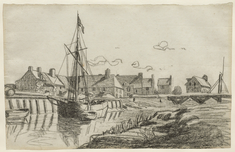 The Port at Touques, c.1864 (black chalk on blued white laid paper)