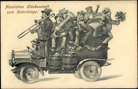 Congratulations birthday, truck, musician, chapel