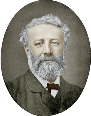 Jules Verne (1828-1905) French novelist, photograph by Nadar, colourized picture