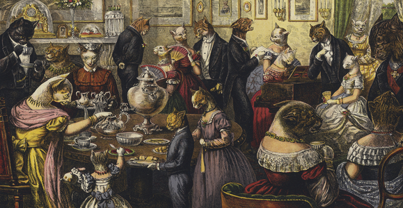 The Cats' Tea Party (colour litho)