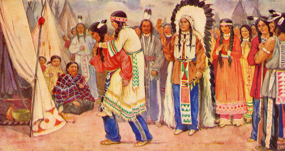 A Native American Wedding, 1941 (colour litho)
