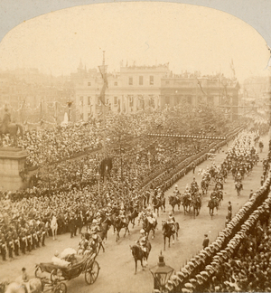 Stereographic print of Queen Victoria's Diamond Jubilee (b/w photo)