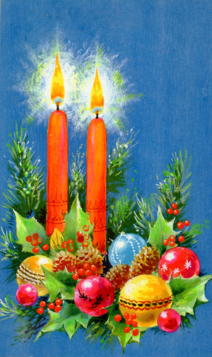 Christmas Candles, 1970 (gouache on paper)