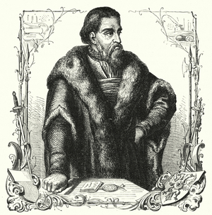 Jurgen Wullenwever, Burgomaster of Lubeck executed as a traitor and an Anabaptist (engraving)