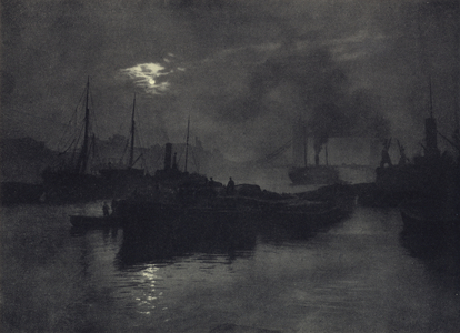 Moonlight on the Thames (b/w photo)