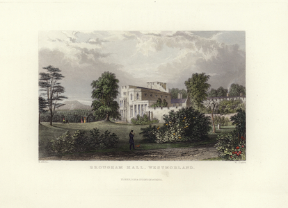 Brougham Hall (coloured engraving)