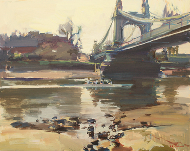 Coxless Four at Hammersmith Bridge, 2012, (oil on canvas)