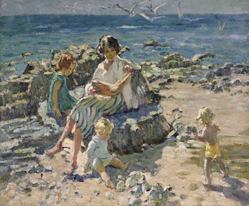 Summer on the Beach (oil on canvas)