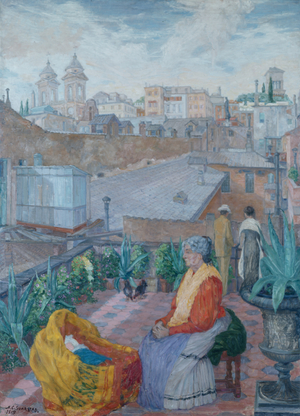 Terrace in Rome, 1913 (oil on canvas)