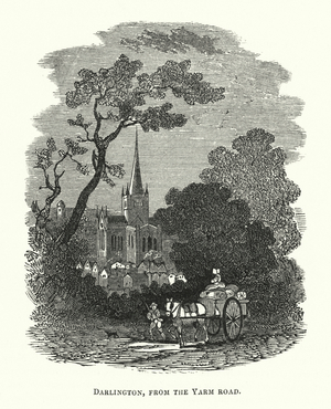 Darlington, from the Yarm Road (engraving)