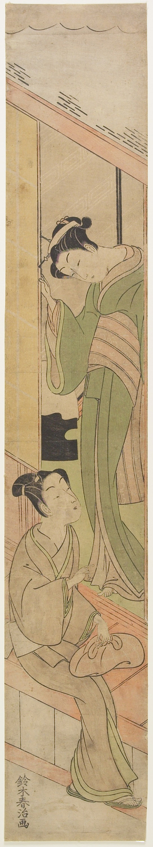 Young Man Talking to a Watatsumi, c.1770 (colour woodblock print)