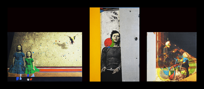 De la paix à la mort, 2014 (oil on 3 juxtaposed printed canvas)
