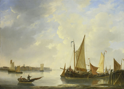 View of Dordrecht seen from Papendrecht, 1830 (oil on canvas)