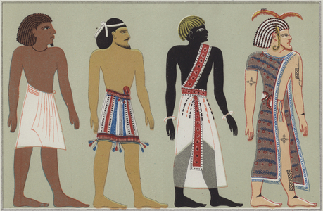 The four races of humanity (colour litho)